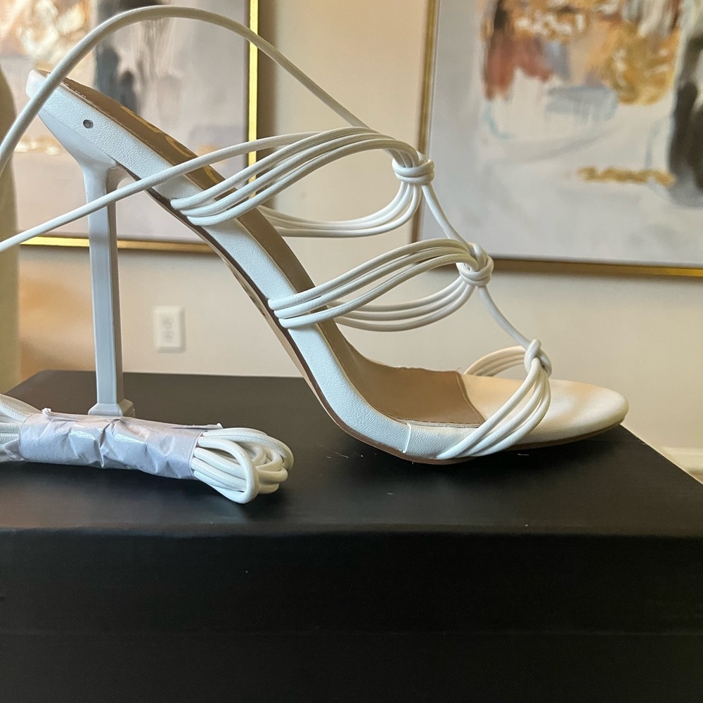 White strappy heels